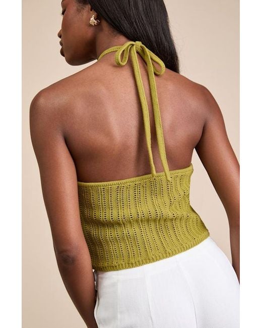 Lulus Green Serena Sweater Knit Halter Top