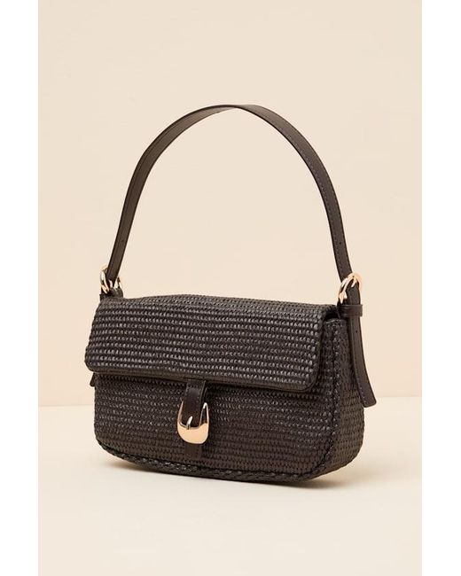 Lulus Brown Faleen Chocolate Woven Raffia Shoulder Bag
