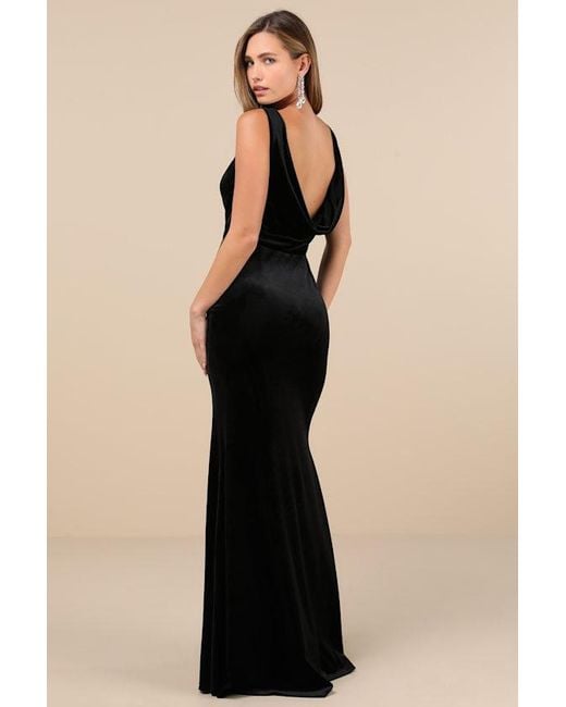 Lulus Black Ravishing Poise Velvet Cowl Back Sleeveless Maxi Dress