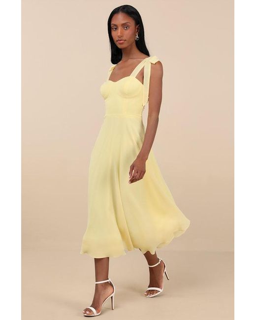 Lulus Natural Sophisticated Charisma Tie-Strap A-Line Midi Dress