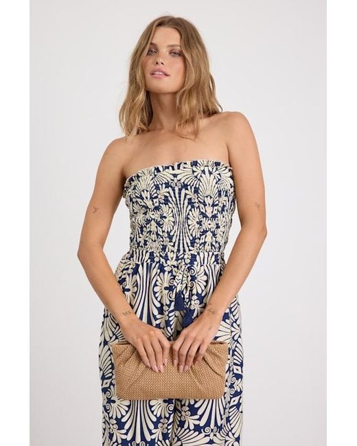 Steve Madden Palomaa Natural Raffia Crossbody Clutch