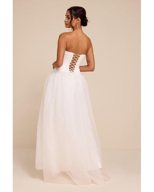 Lulus Natural Dulce Tulle Bustier Wedding Dress