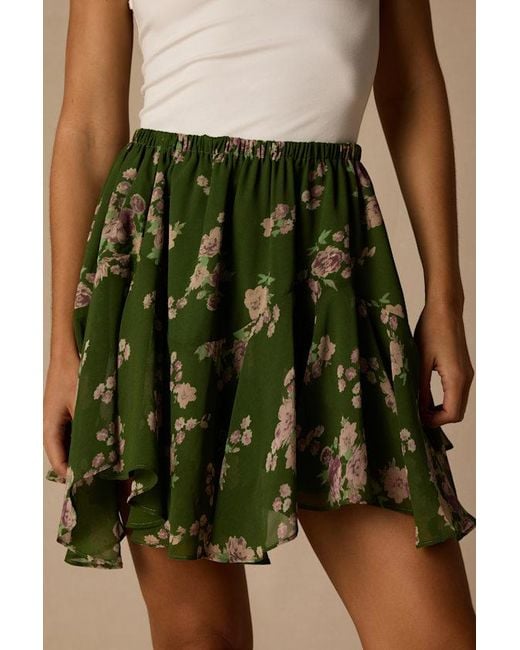 Lulus Green Rylan Floral Skater Mini Skirt