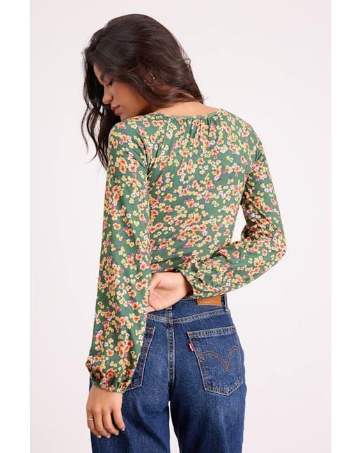 Lulus Green Blossom Beauty Floral Print Long Sleeve Bodysuit