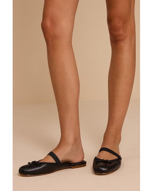 Steve Madden Black Cutesy Leather Ballet Flat Mules