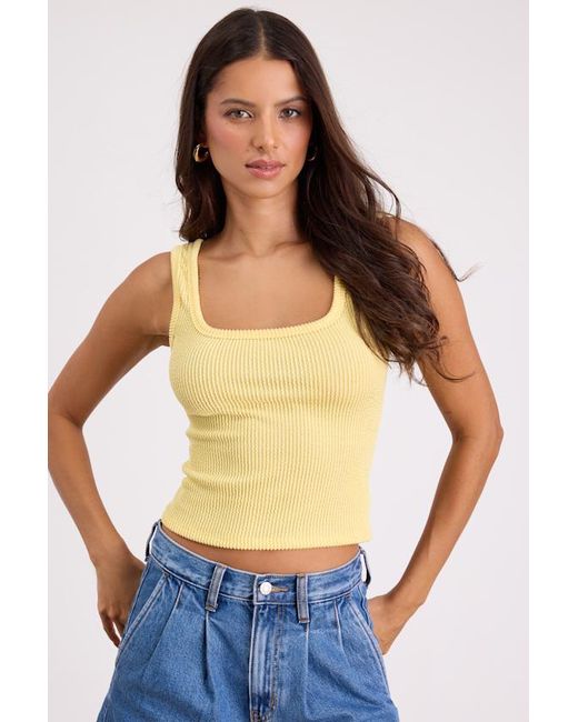 Lulus Yellow Leisure Life Ribbed Square-Neck Tank Top