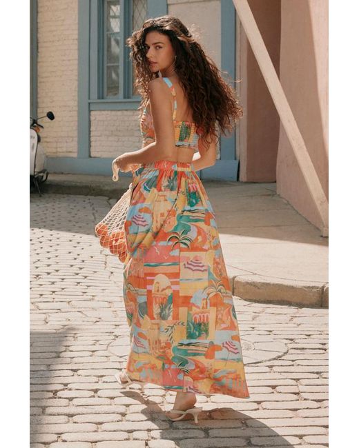 Show Me Your Mumu Yellow Pisa Multi Print High-Rise Maxi Skirt