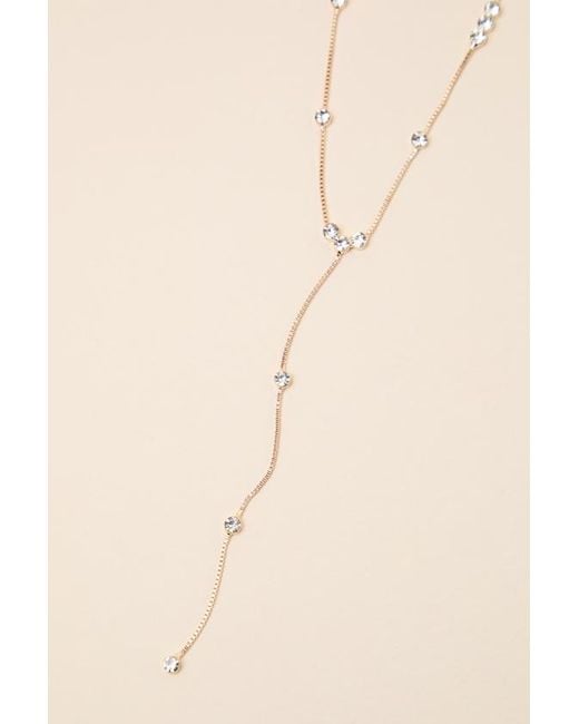 Lulus Brown Troya Rhinestone Lariat Necklace