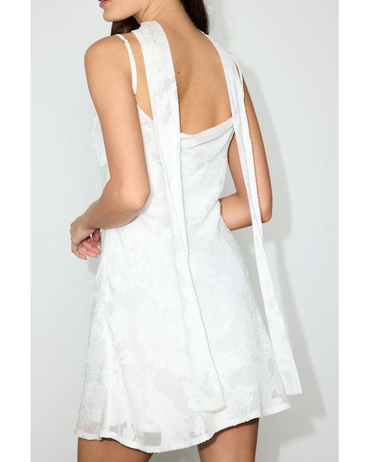 Lulus White Aydah Floral Burnout Slip Mini Dress And Scarf Set