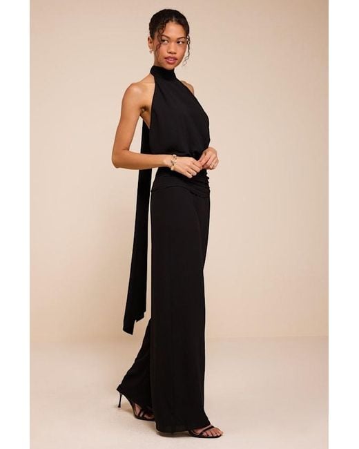 Lulus Black Kacey Backless Halter Jumpsuit