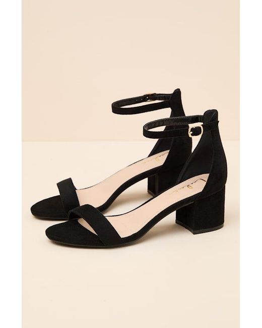 Lulus Black Harper Suede Ankle Strap Heels