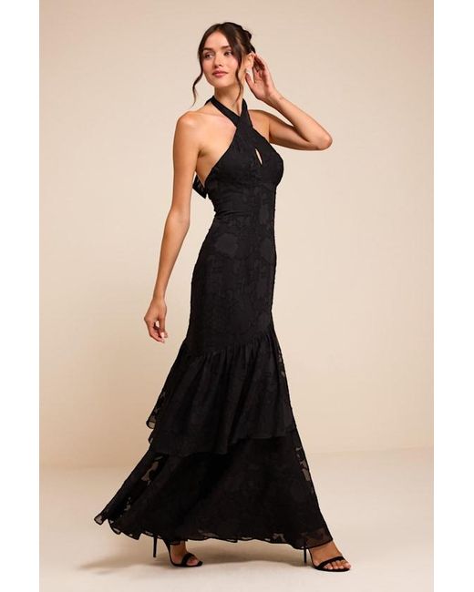 Lulus Black Eloria Halter Maxi Dress