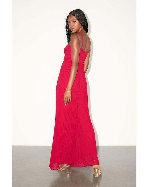 Lulus Red Exemplary Poise Pleated Wide-Leg Jumpsuit