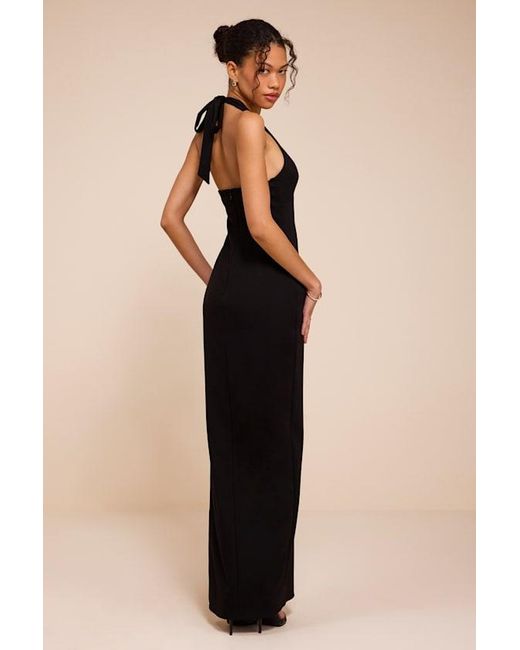 Lulus Black Ellisyn Ponte Knit Halter Maxi Dress