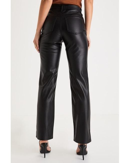 Daze Denim Black Sundaze Vegan Leather High-Rise Straight Leg Pants