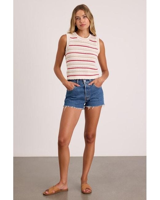 Lush Blue Kipi Multi Striped Sweater Knit Tank Top
