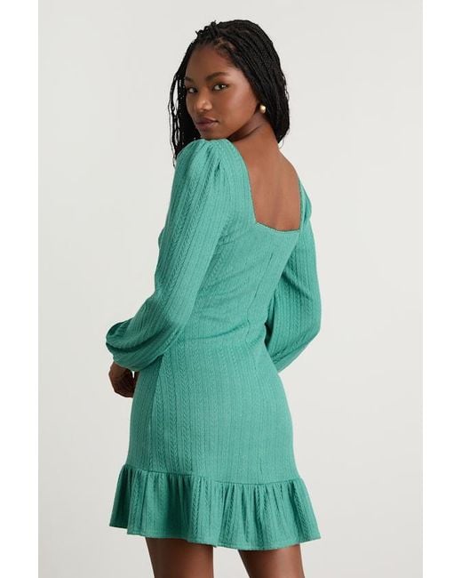 Lulus Green Coveted Sweetness Pointelle Knit Long Sleeve Mini Dress