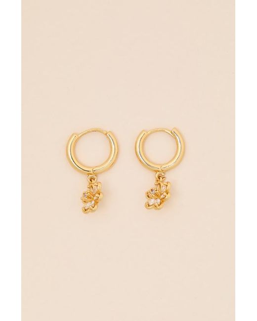 Lulus Natural Taleen Floral Huggie Hoop Earrings