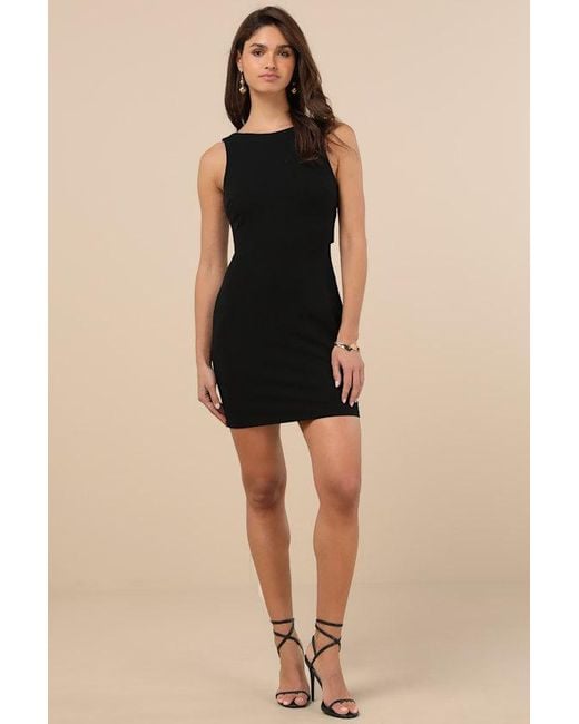 Lulus Black Devoted Lover Backless Knotted Bodycon Mini Dress