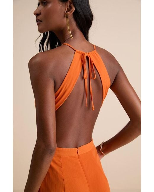 orange backless maxi dress Beck Orange Floral Print Maxi Dress - US 6