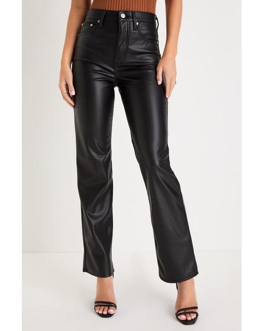 Daze Denim Black Sundaze Vegan Leather High-Rise Straight Leg Pants