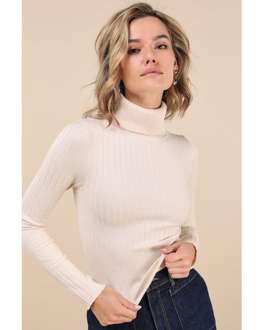 Lulus Natural Perfected Comfort Turtleneck Sweater Top