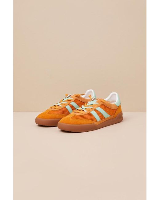 Steve Madden Orange Verdict Multi Suede Leather Lace-Up Sneakers