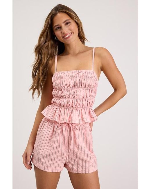 Lulus Pink Christa Striped Drawstring Shorts
