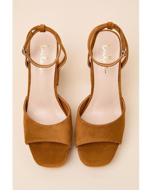 Lulus Brown Lucy Suede Platform Ankle Strap Sandals