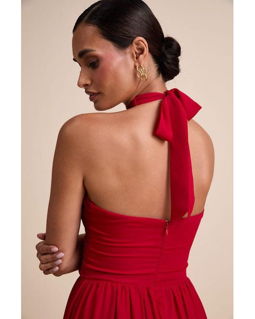 Lulus Red Emrah Cross-Front Cutout Halter Midi Dress