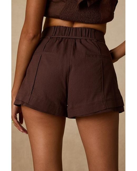 Lulus Brown Sylvette Tie-Front High-Waisted Shorts