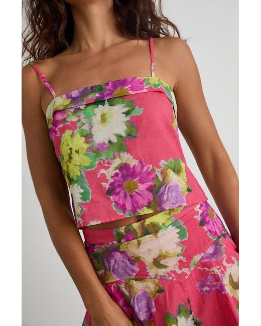 Lulus Red Tova Multi Floral Cami Top