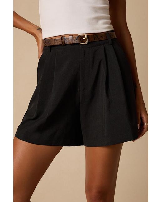 Lulus Black Sharise Pleated High-Rise Shorts