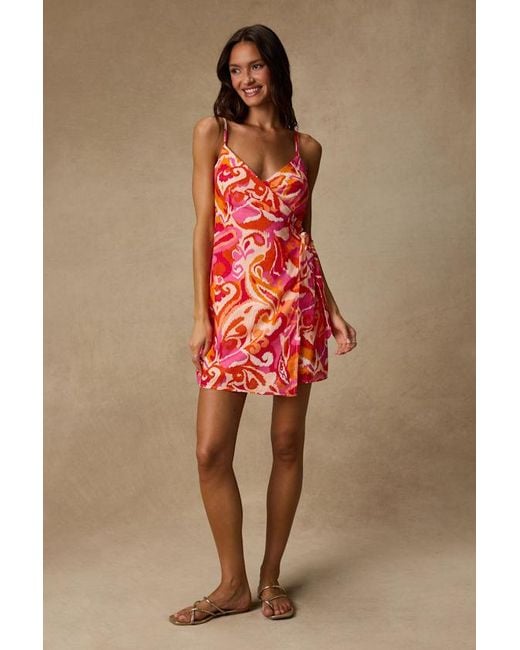 Lulus Red Neya Multi Abstract Wrap Mini Dress