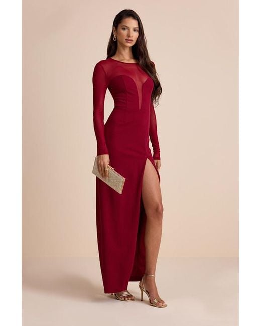 Lulus Red Impeccable Mystique Long Sleeve Maxi Dress