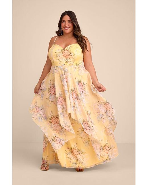 Lulus Natural Breigh Floral Sleeveless Maxi Dress