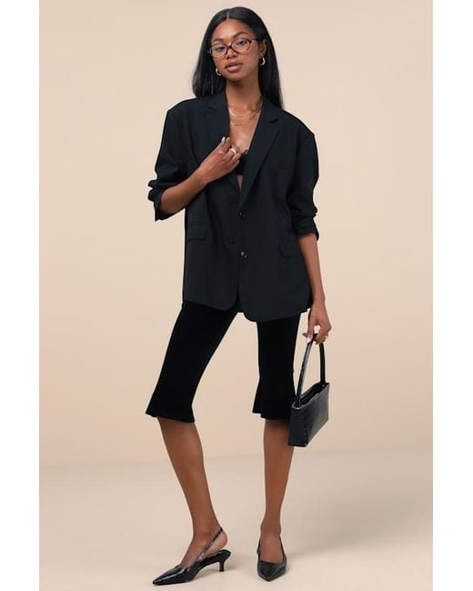 Lulus Black Captivating Poise Velvet High-Rise Capri Pants