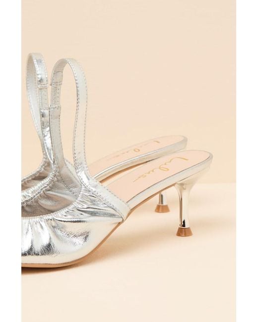 Lulus Natural Corbett Ruched Slingback Pointed-Toe Pumps