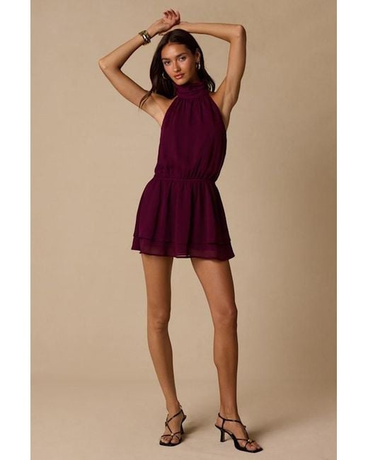 Lulus Purple Zora Halter Mini Dress