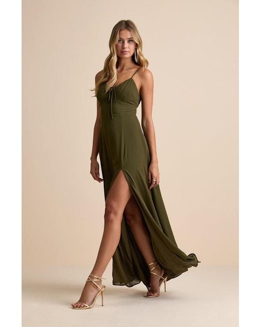 Lulus Marveled Beauty Sleeveless Tie-Front Maxi Dress in Natural | Lyst