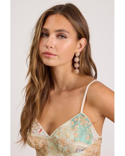 Lulus Brown Shilha Blush Beaded Drop Earrings