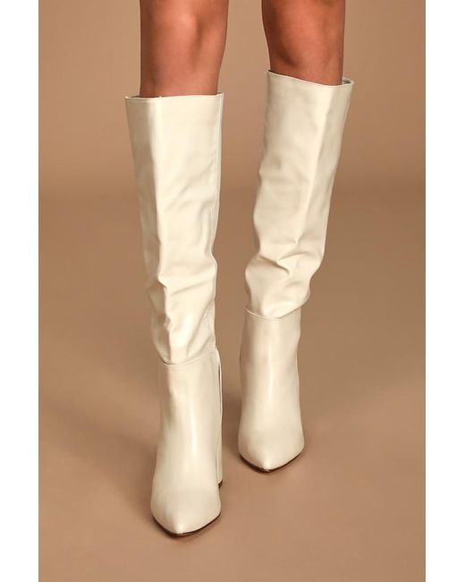 Lulus Natural Katari Off Pointed-Toe Knee High Boots