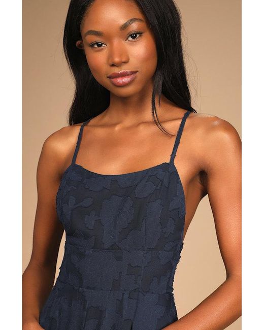 Lulus Blue Let There Be Romance Burnout Floral Maxi Dress