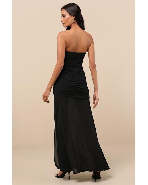Lulus Black Ulyana Mixed Media Strapless Maxi Dress