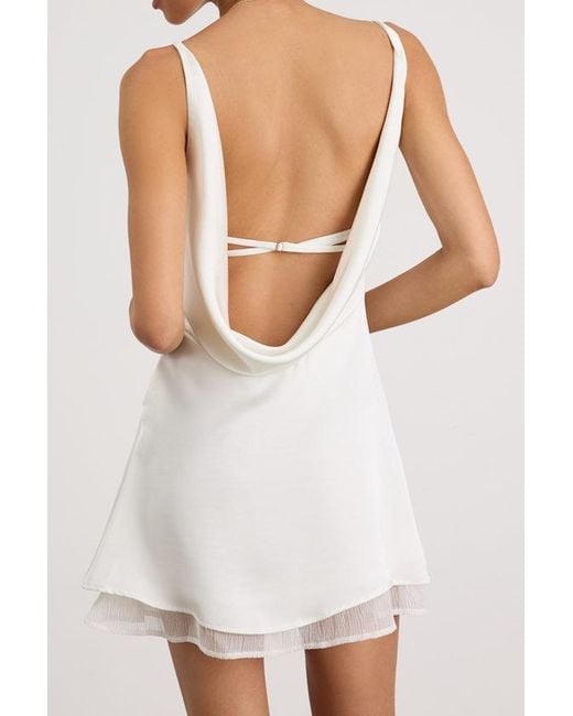 Lulus White Dandria Satin Cowl Back Mini Dress