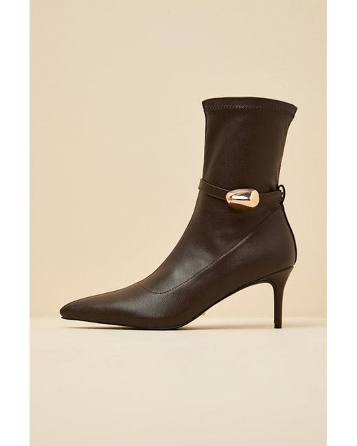 Billini Natural Joyce Chocolate Pointed-Toe Sock Boots