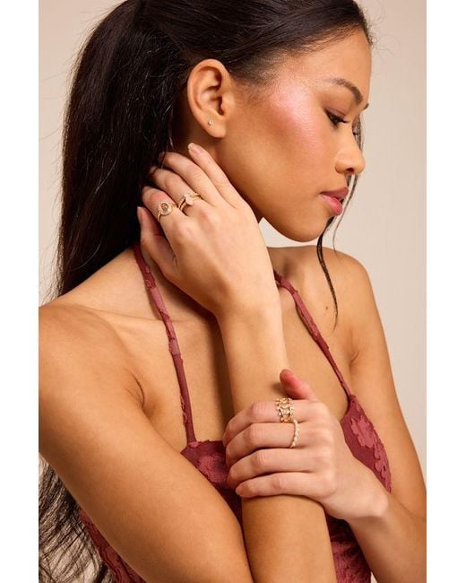 Lulus Natural Kiran Stone Six-Piece Ring Set