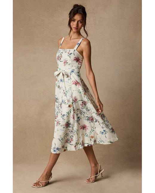 Lulus Natural Sunny Posture Floral Sleeveless Midi Dress