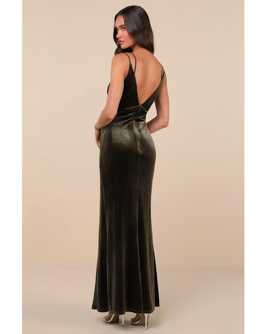 Lulus Natural Immensely Glam Velvet Backless Maxi Dress