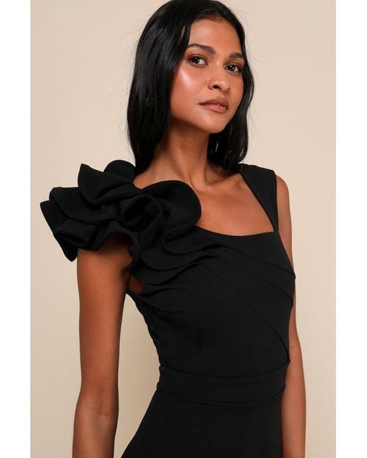 Lulus Black Lucette Sleeveless Ruffled Mermaid Maxi Dress